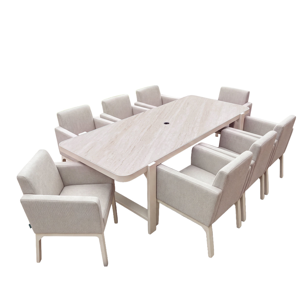 Nova Aire 8 Seat Dining Set with 2.2 x 0.9m Rectangular Table, Pebble, N27243