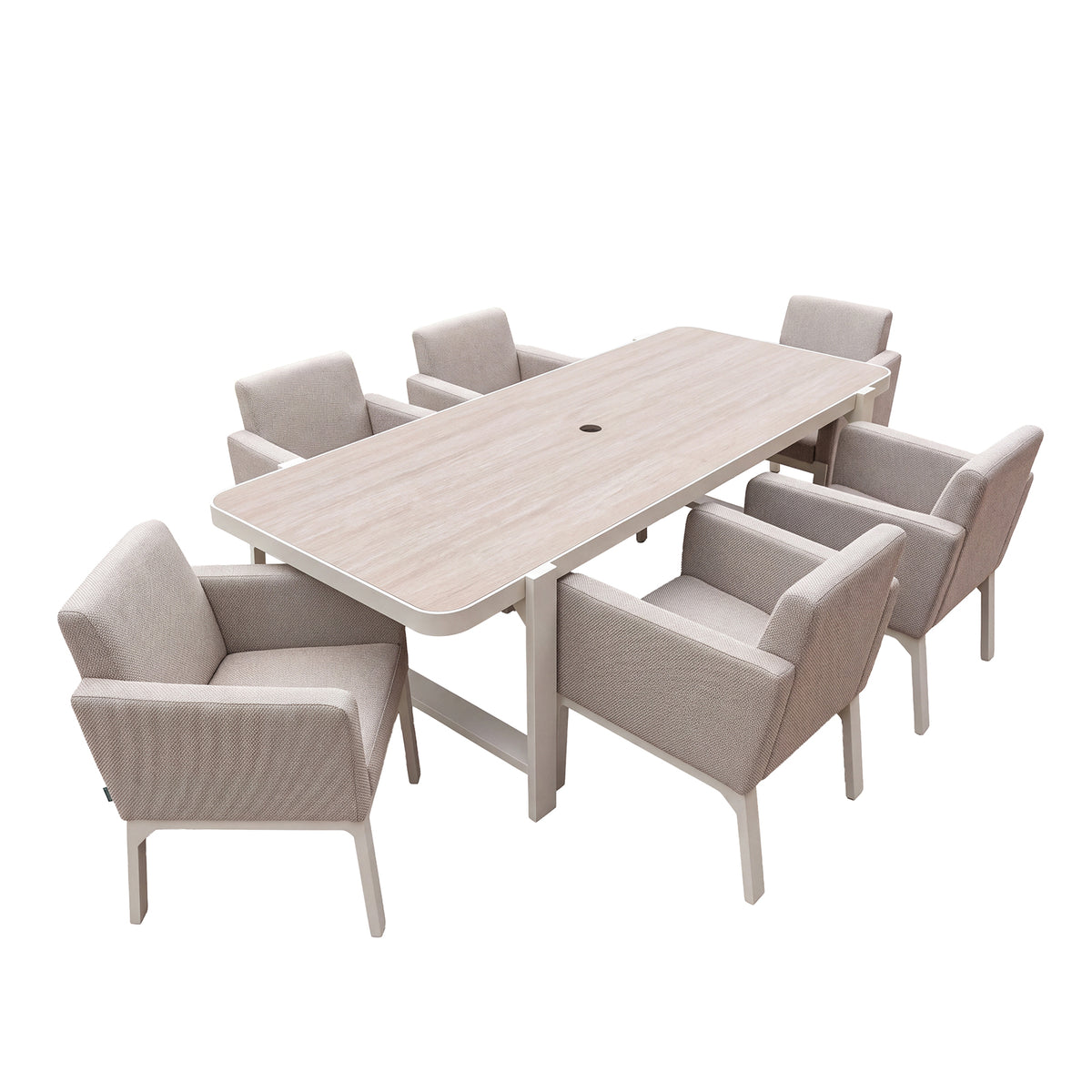 Nova Aire 6 Seat Dining Set with 2.2 x 0.9m Rectangular Table, Pebble, N27242