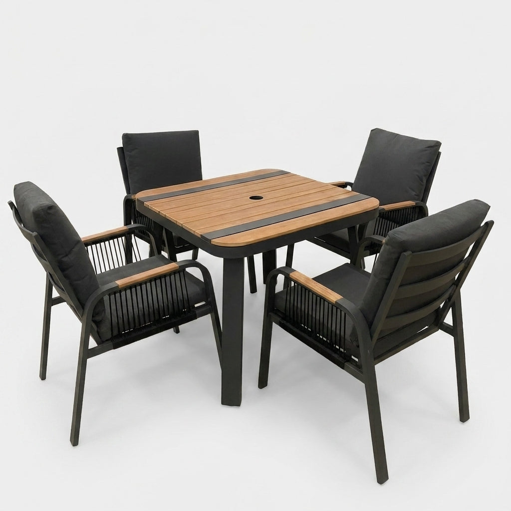 Nova Harvey 4 Seat Dining Set with 0.9m Square Table, Grey, N27011