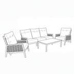 Nova Oscar 3 Seater Reclining Sofa Lounging Set with Rectangular Coffee Table, Beige, N27016