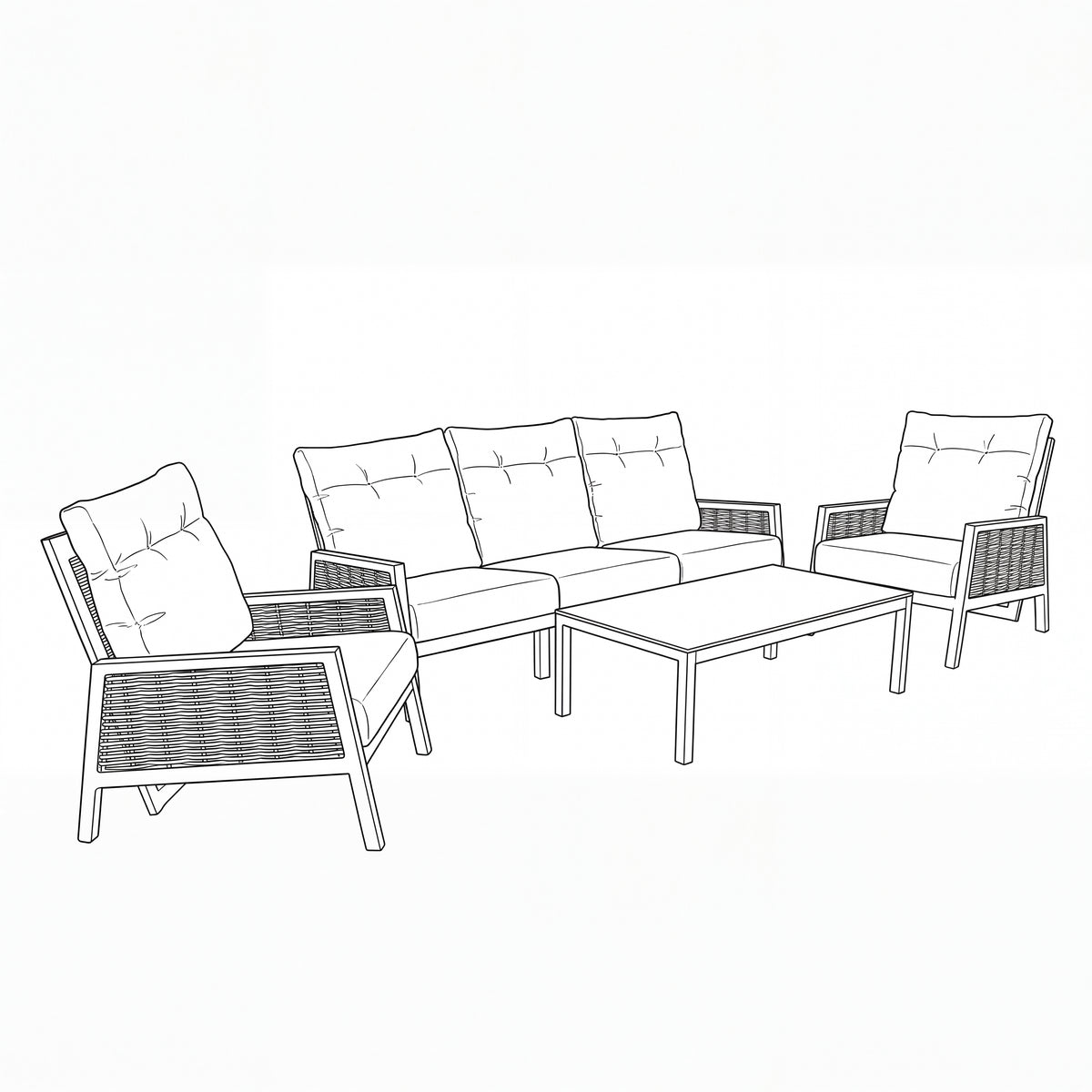 Nova Oscar 3 Seater Reclining Sofa Lounging Set with Rectangular Coffee Table, Beige, N27016