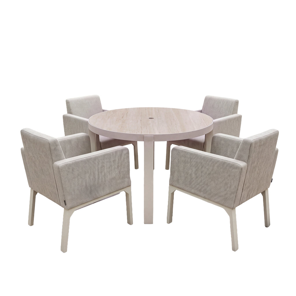 Nova Aire 4 Seat Dining Set with 1.2m Round Table, Pebble, N27241