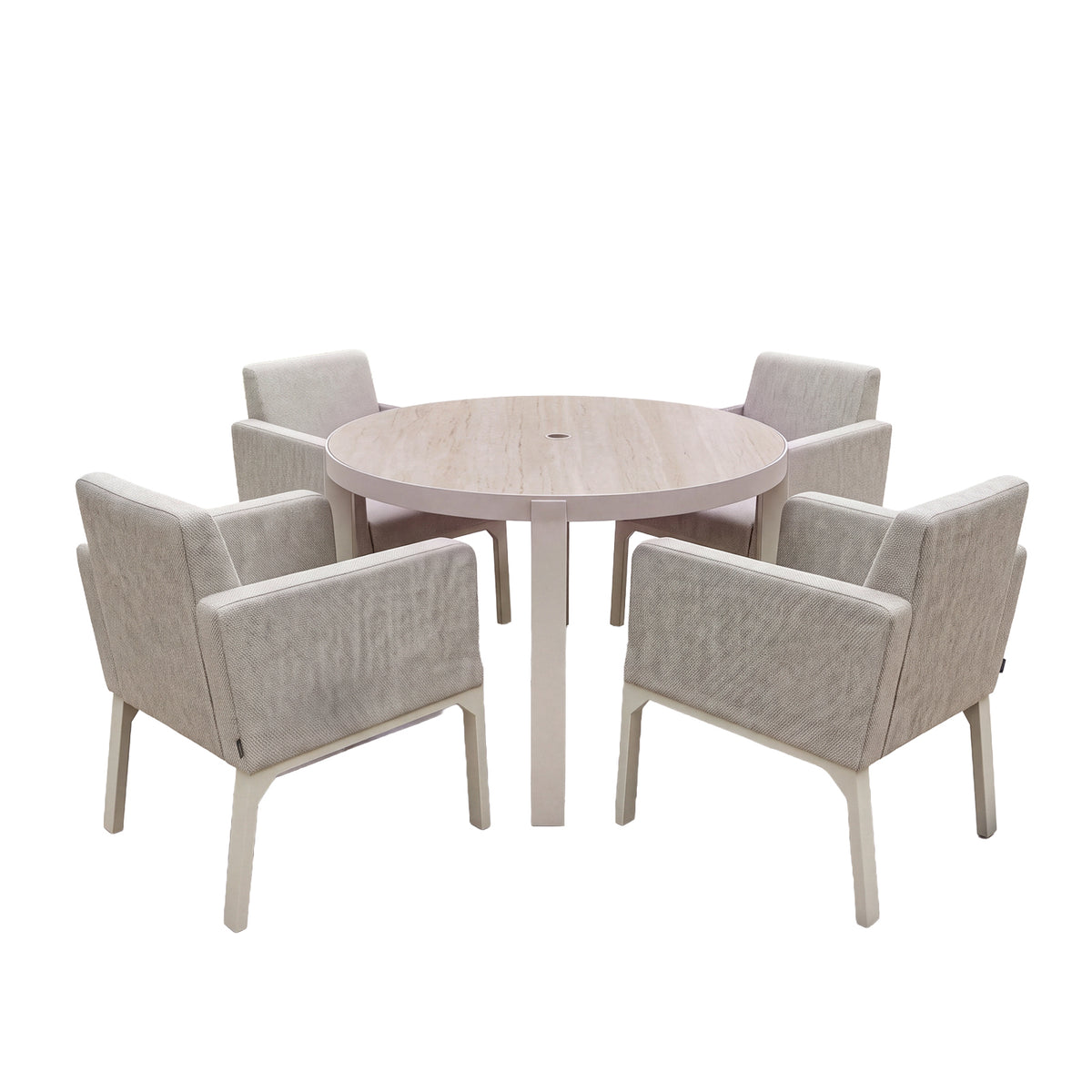 Nova Aire 4 Seat Dining Set with 1.2m Round Table, Pebble, N27241