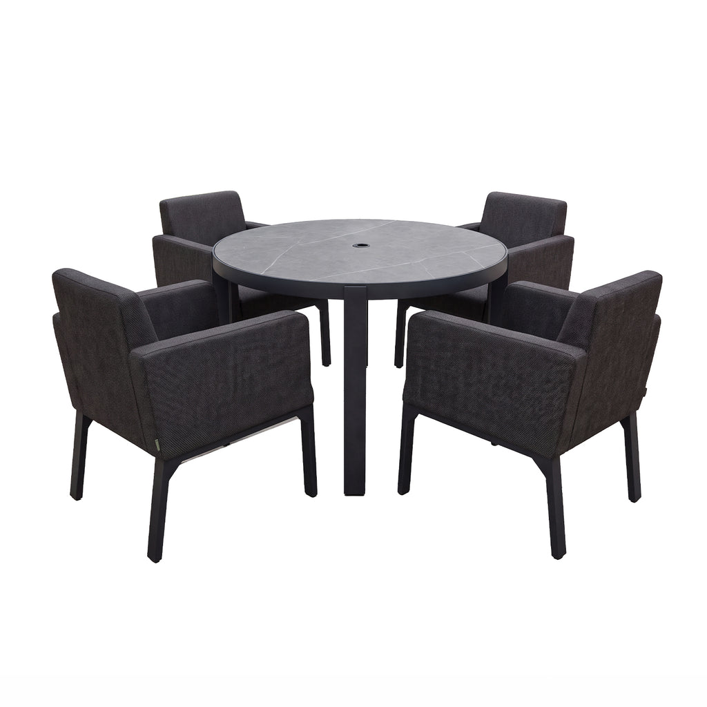 Nova Aire 4 Seat Dining Set with 1.2m Round Table, Grey, N26039