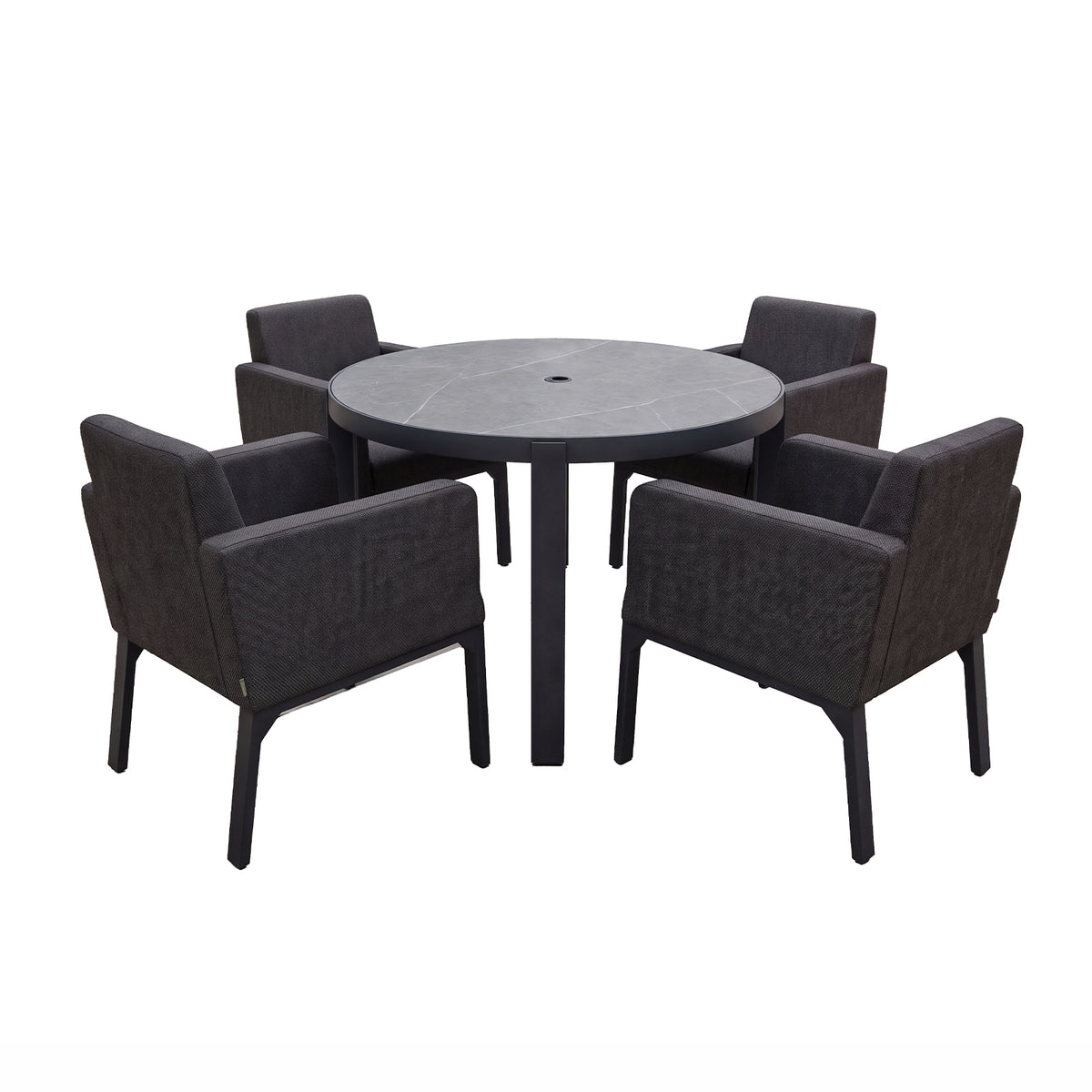 Nova Aire 4 Seat Dining Set with 1.2m Round Table, Grey, N26039