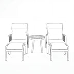 Nova Harvey 5pc Reclining Lounging Set with Round Side Table, Grey, N27010