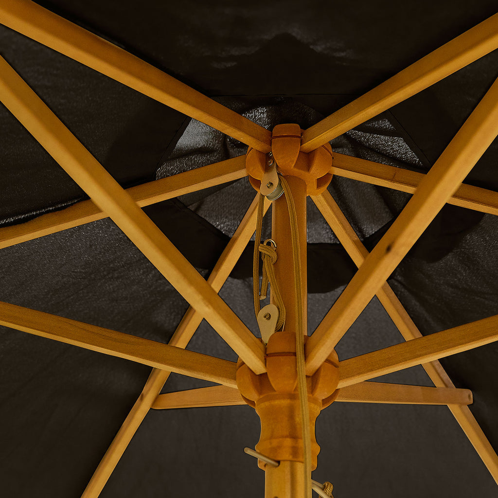 Nova Sylva Wooden Parasol, 2m Round, Black, N15270