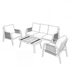Nova Harvey 3 Seater Sofa Lounging Set with Rectangular Coffee Table, Grey, N27007