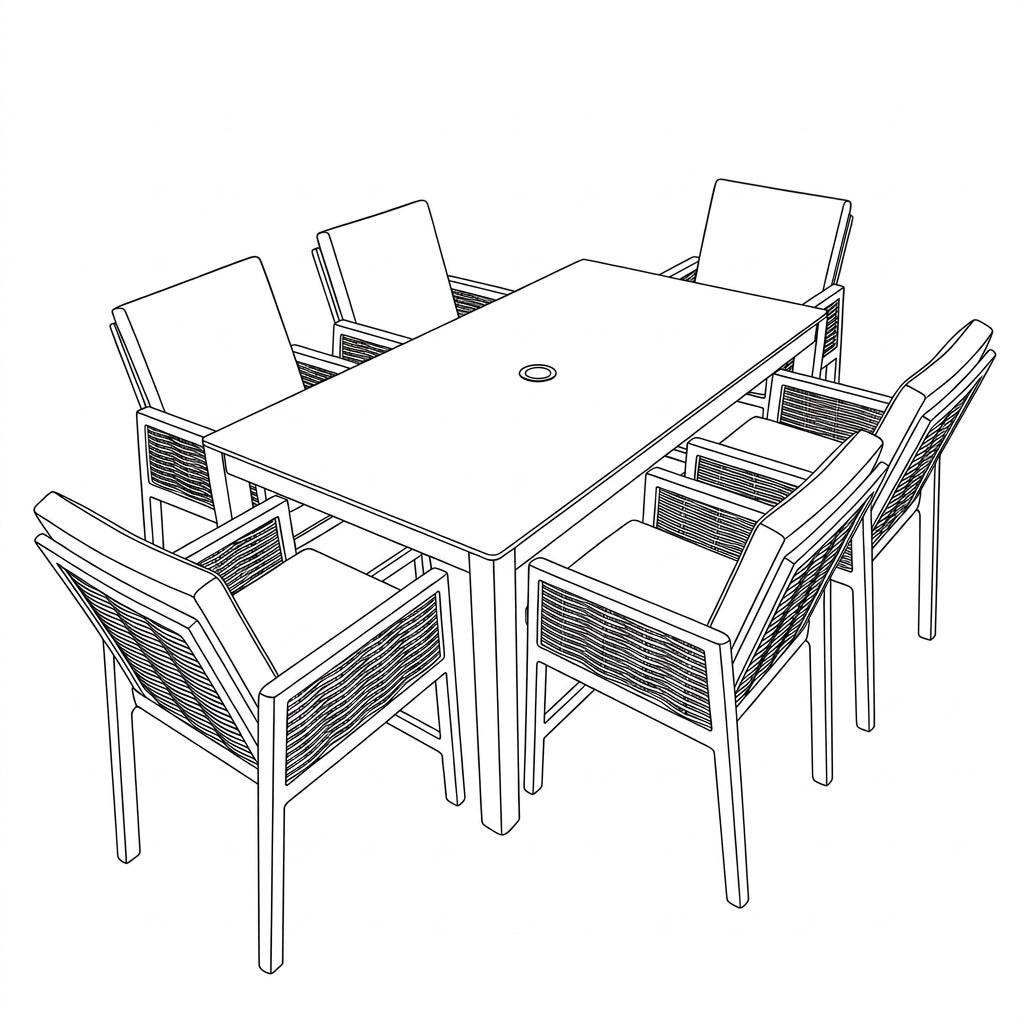 Nova Oscar 6 Seat High Dining Set with 1.8 x 0.9m Rectangular Table, Beige, N27023