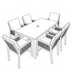 Nova Oscar 6 Seat High Dining Set with 1.8 x 0.9m Rectangular Table, Beige, N27023
