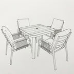 Nova Harvey 4 Seat Dining Set with 0.9m Square Table, Grey, N27011