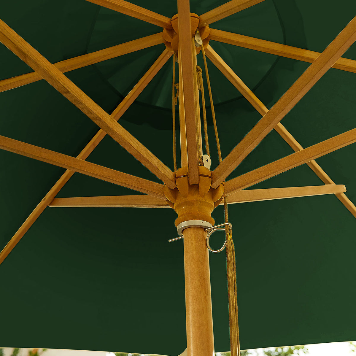 Nova Sylva Deluxe Wooden Parasol, 3m Round, Green, N15286