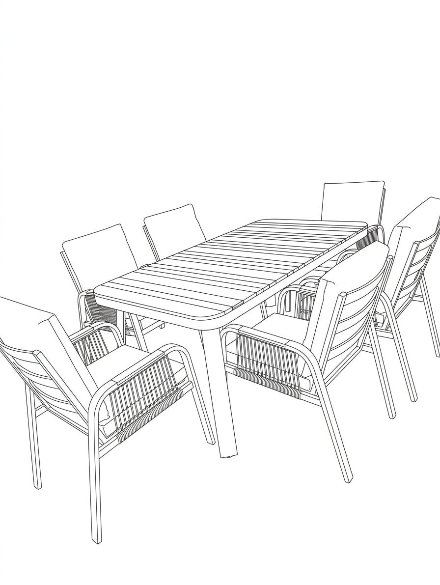 Nova Harvey 6 Seat Dining Set with 1.6 x 0.9m Rectangular Table, Grey, N27012