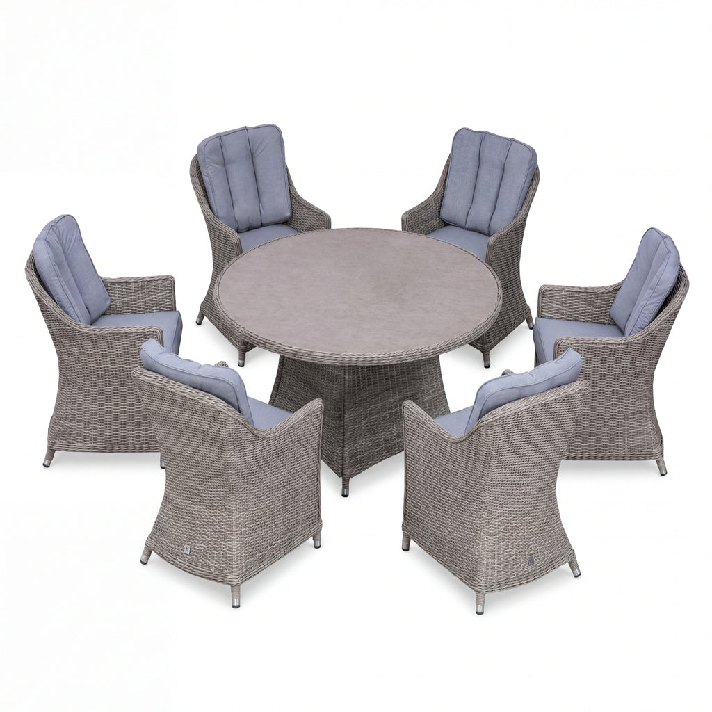 Nova Ivy 6 Seat Dining Set with 1.4m Round Table (Ceramic Glass), N26025