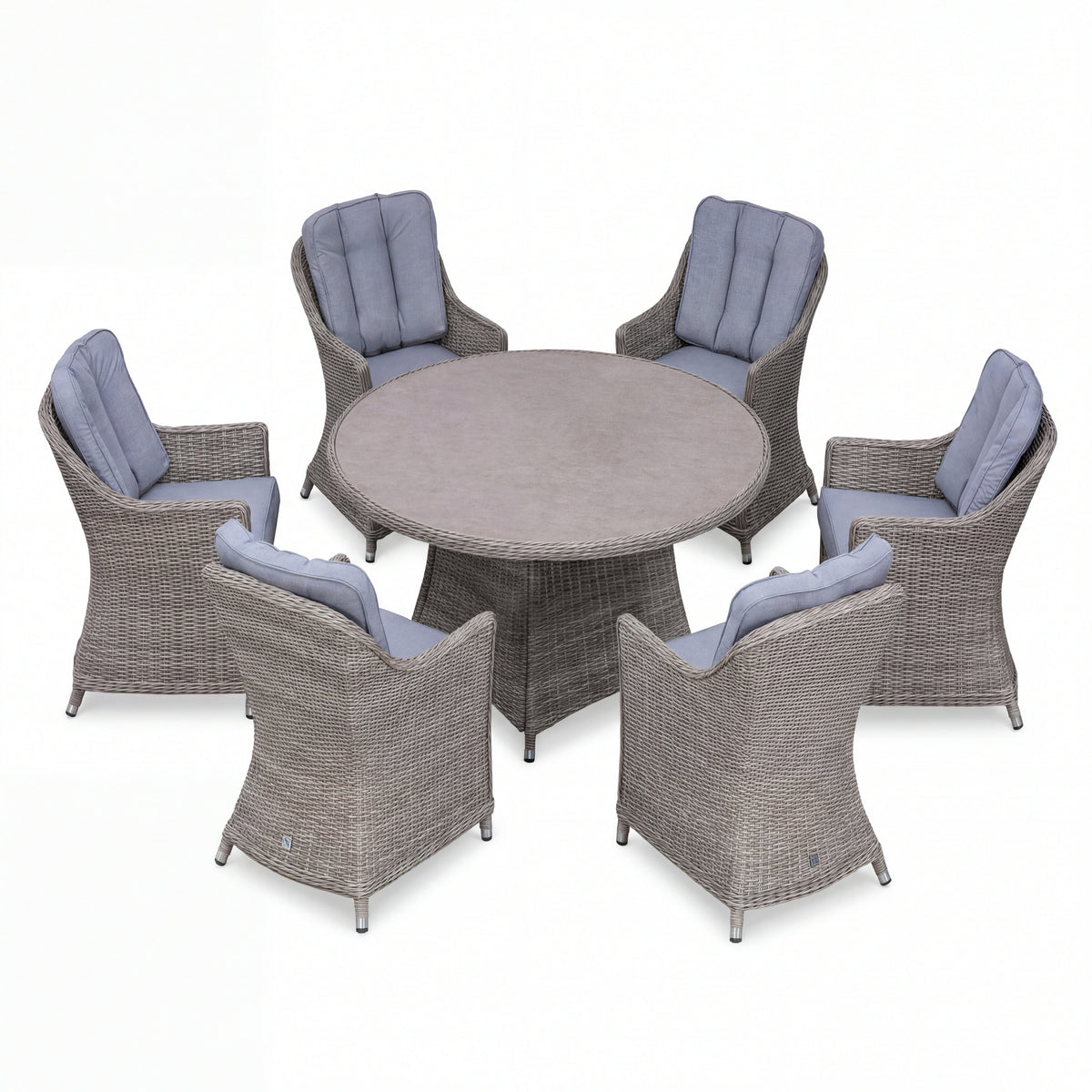 Nova Ivy 6 Seat Dining Set with 1.4m Round Table (Ceramic Glass), N26025