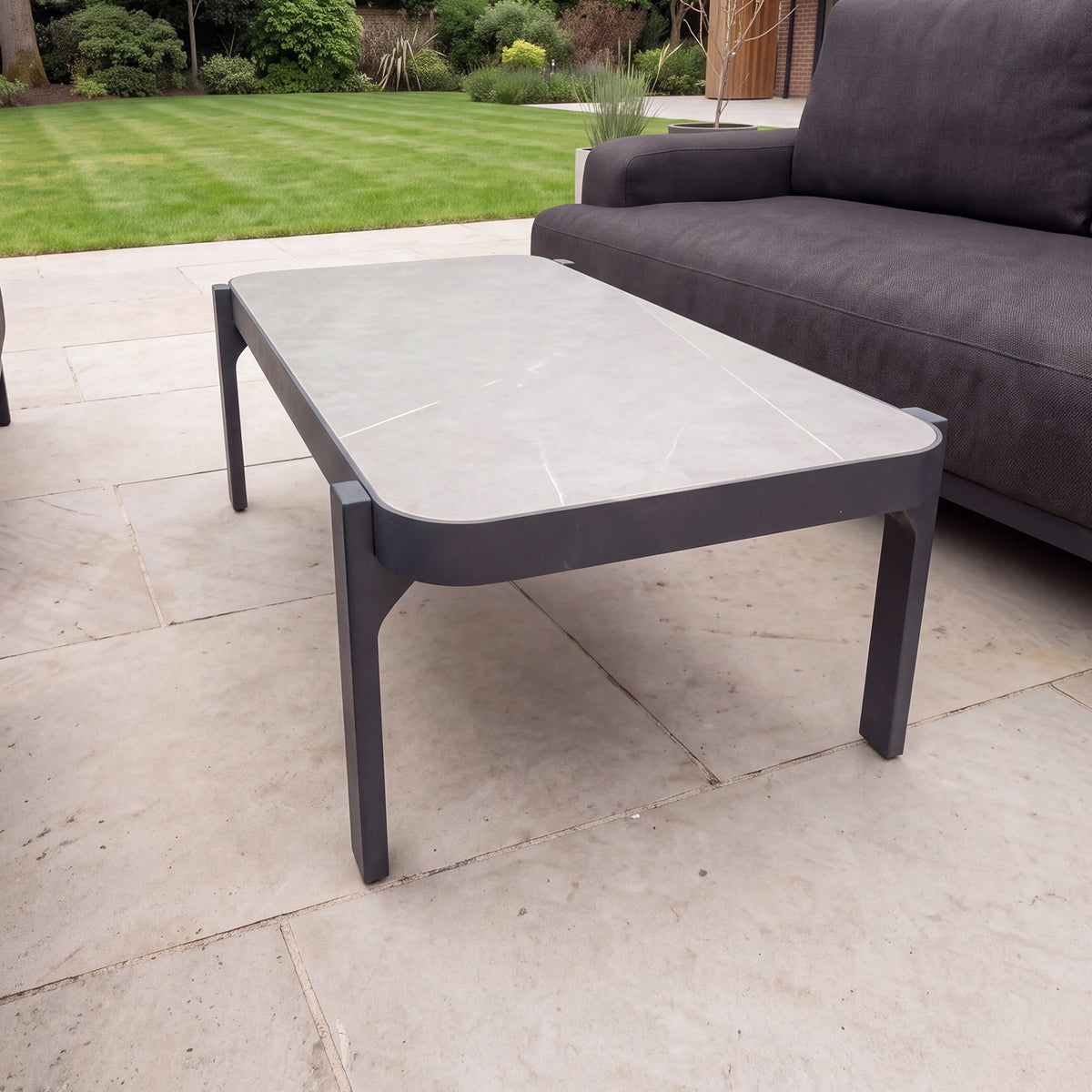 Nova Aire 2-Seater Sofa Lounging Set with Rectangular Coffee Table, Grey, N26035