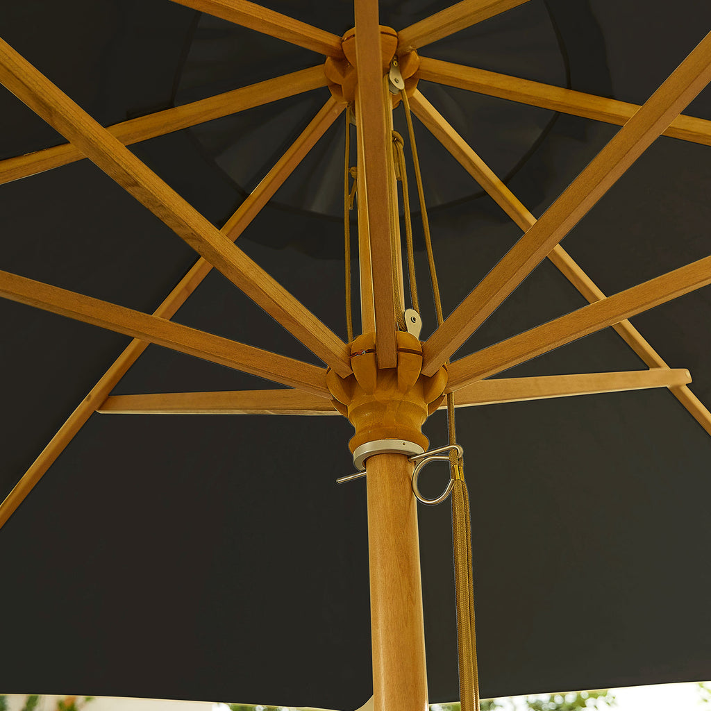 Nova Sylva Deluxe Wooden Parasol, 3m Round, Black, N15285