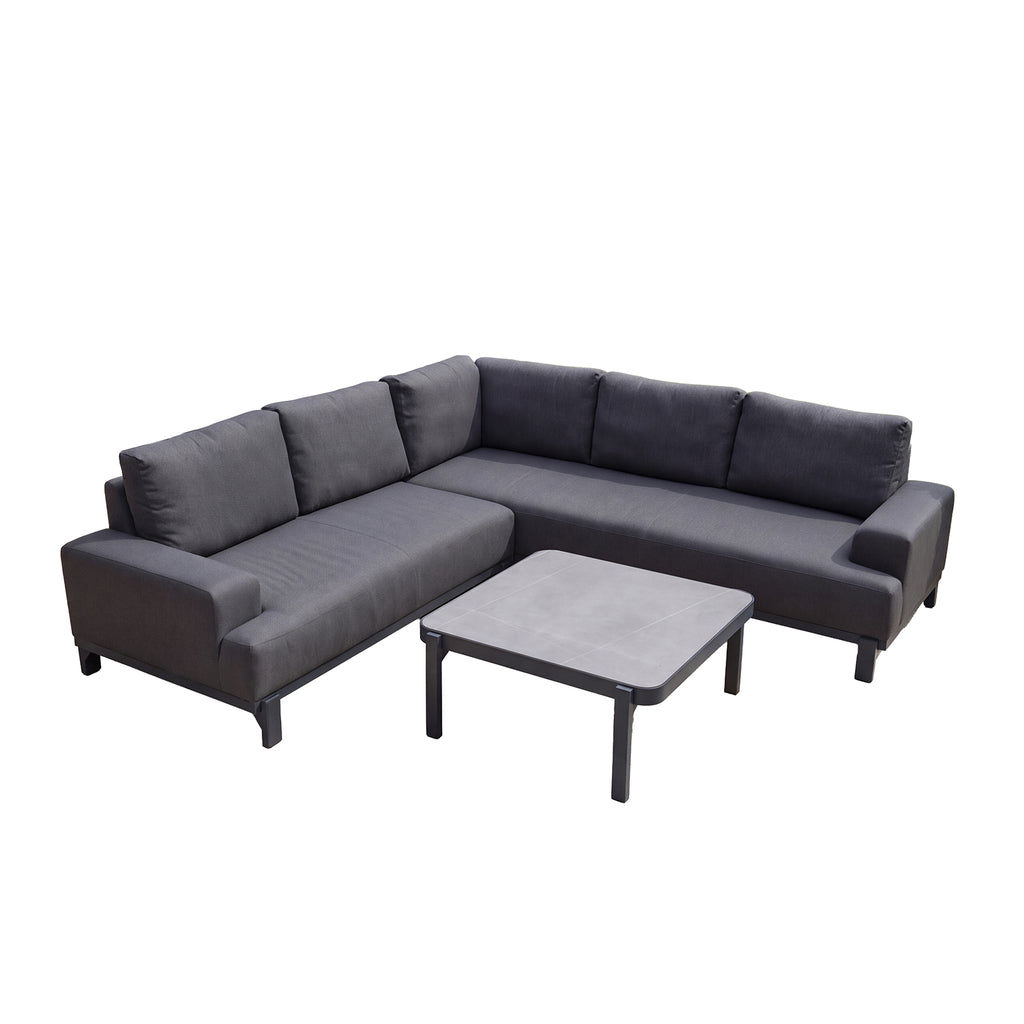 Nova Aire Corner Sofa Lounging Set with Square Coffee Table, Grey, N26034