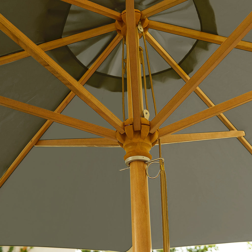 Nova Sylva Deluxe Wooden Parasol, 3m Round, Grey, N17226
