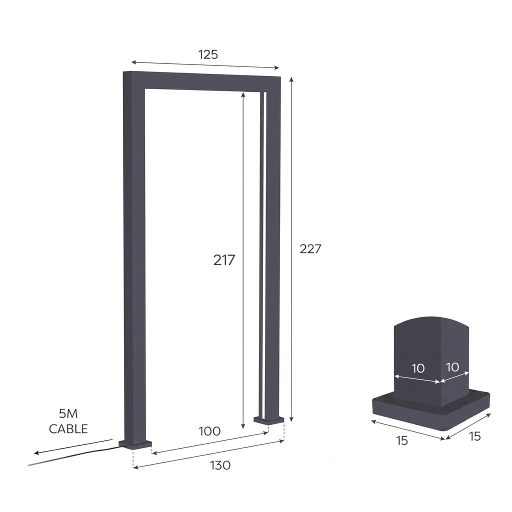 Nova Titan RGBW LED Pathway Arch, 125cm, Single arch with power pack, Grey, N26265