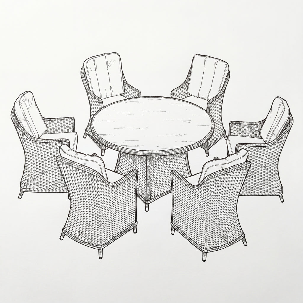 Nova Ivy 6 Seat Dining Set with 1.4m Round Table (Ceramic Glass), N26025