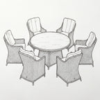 Nova Ivy 6 Seat Dining Set with 1.4m Round Table (Ceramic Glass), N26025