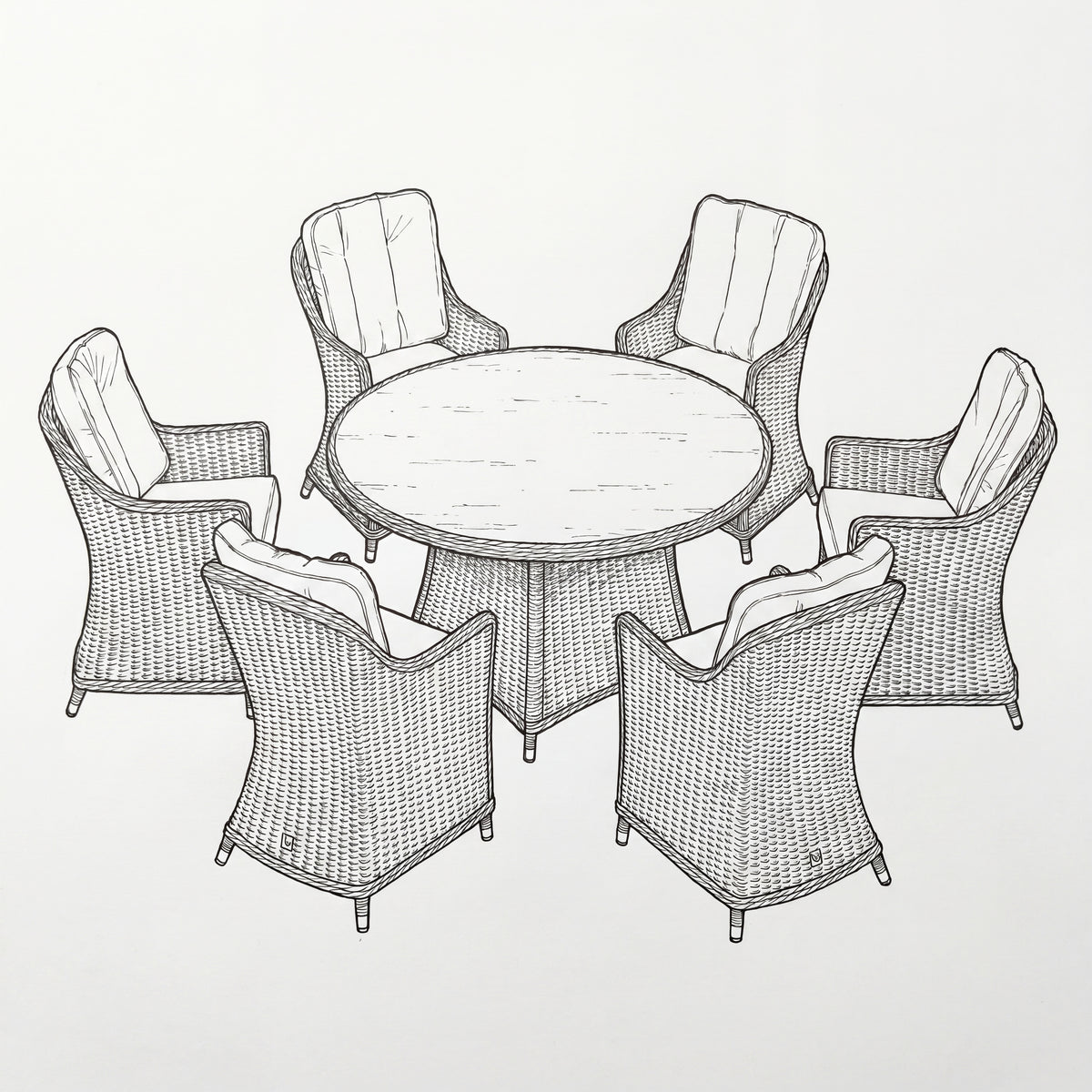 Nova Ivy 6 Seat Dining Set with 1.4m Round Table (Ceramic Glass), N26025