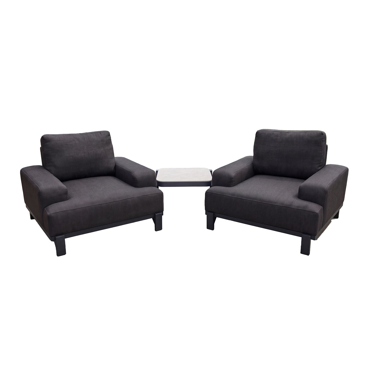 Nova Aire 3pc Lounging Set with Square Side Table, Grey, N26036