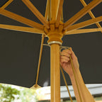 Nova Sylva Deluxe Wooden Parasol, 3m Round, Black, N15285