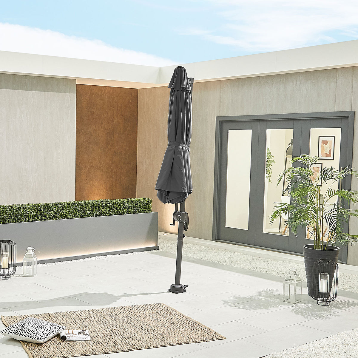 Nova Solis Cantilever Parasol, 3m Round, Grey, N17660