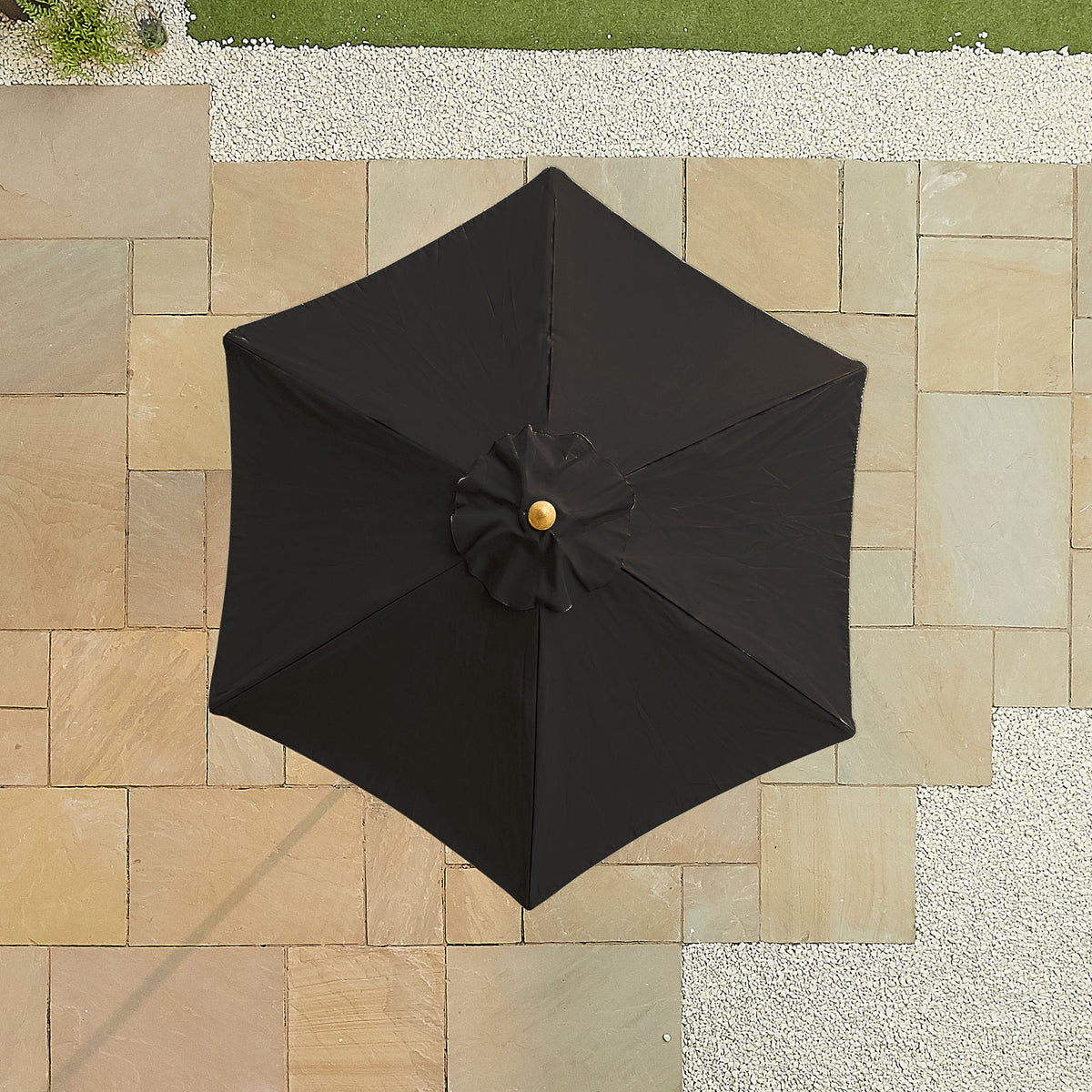 Nova Sylva Wooden Parasol, 2m Round, Black, N15270