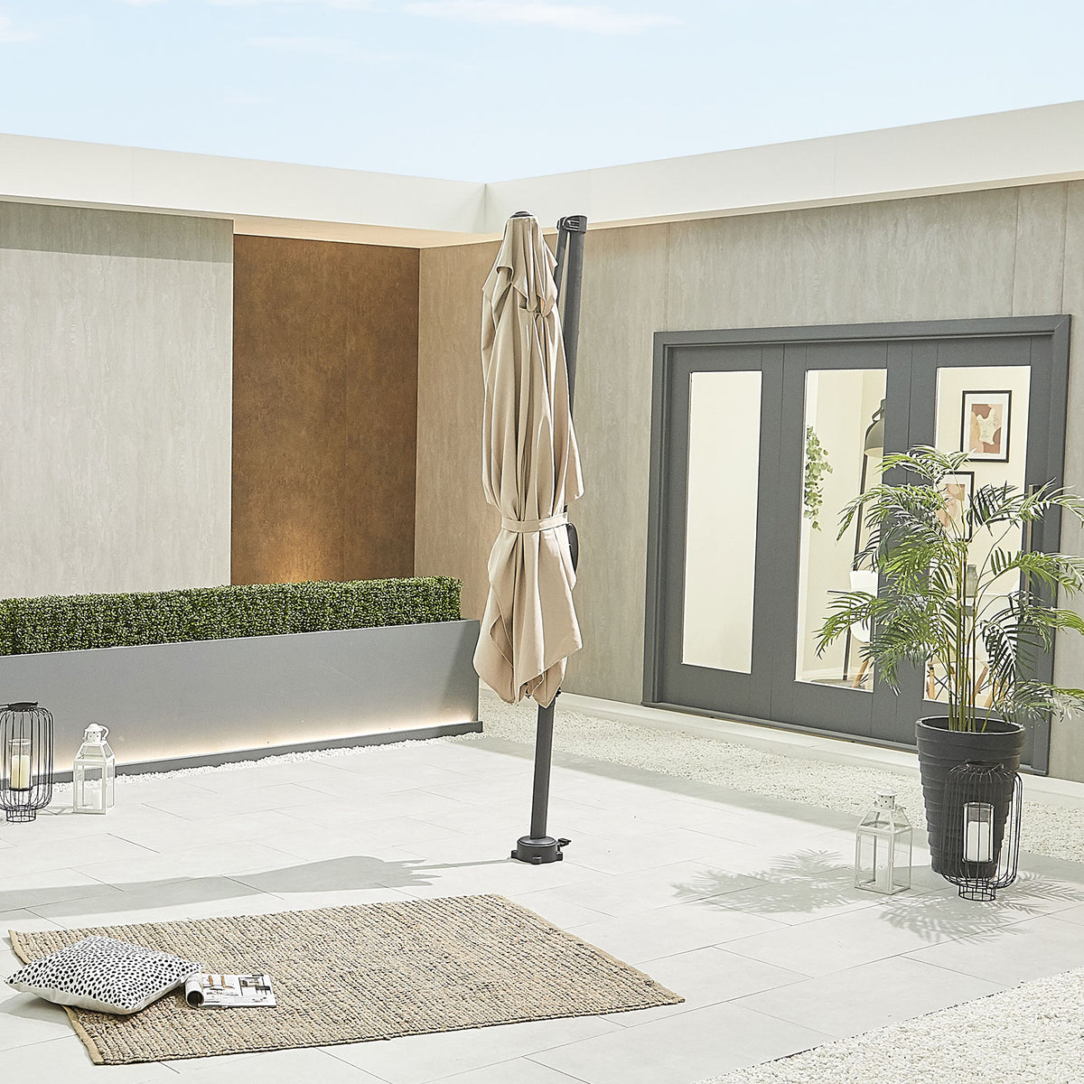 Nova Solis Cantilever Parasol, 3m x 2m Rectangular, Beige, N17663