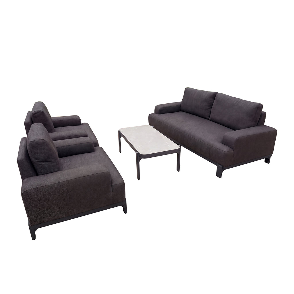Nova Aire 2-Seater Sofa Lounging Set with Rectangular Coffee Table, Grey, N26035