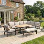Nova Heidi Right Hand Corner Sofa Lounge Dining Set with Rectangular Rising Table, N25001