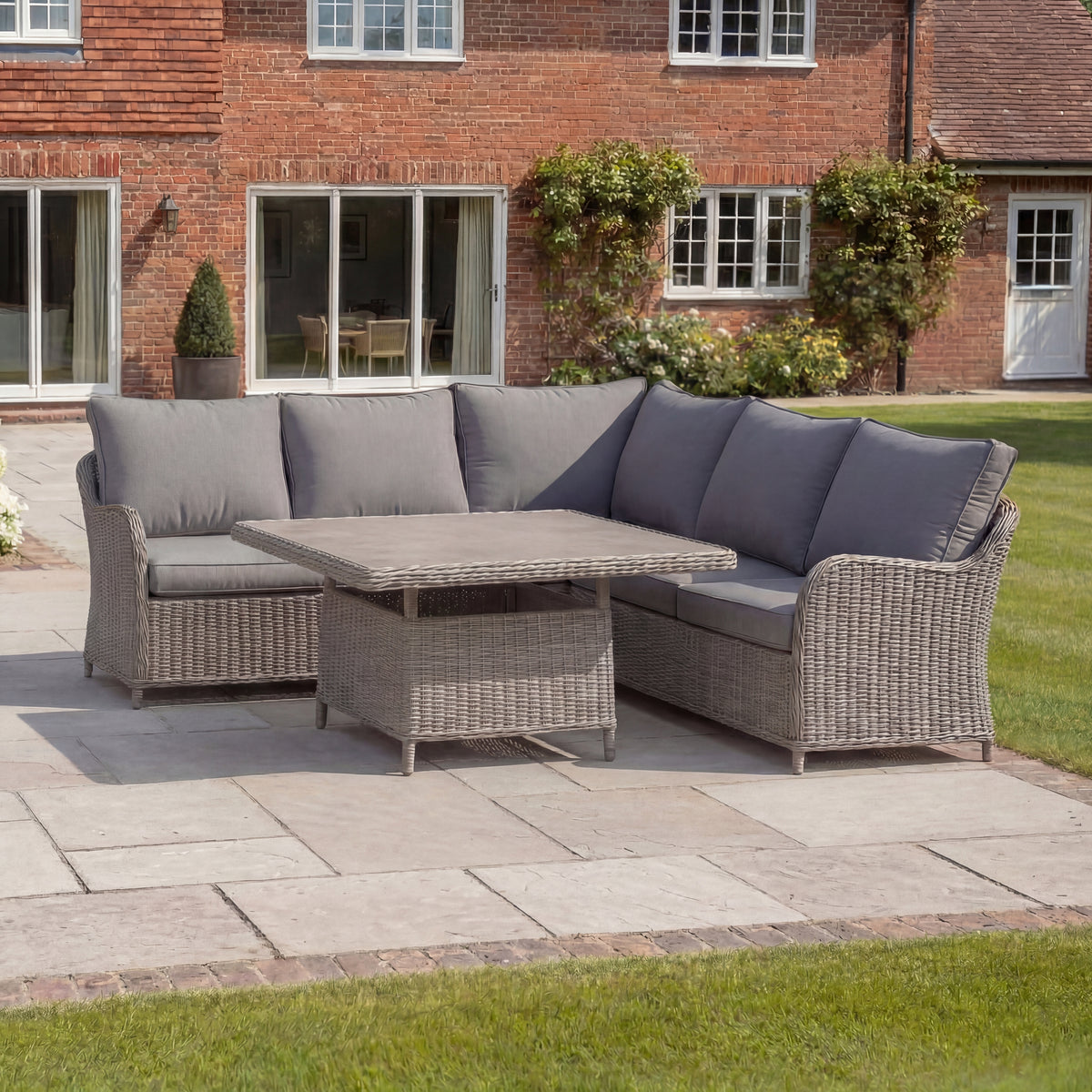 Nova Ivy Corner Sofa Lounge Dining Set with Square Rise & Fall Table, N26009