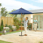 Nova Sylva Wooden Parasol, 2.5m Round, Navy, N15278