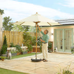 Nova Sylva Deluxe Wooden Parasol, 3m Round, Natural, N15287