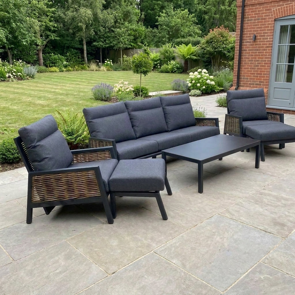 Nova Oscar 3 Seater Reclining Sofa Lounging Set with Rectangular Coffee Table, Beige, N27016