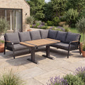 Nova Harvey L-Shaped Corner Sofa Lounge Dining Set with Rectangular Rising Table, Grey, N27000