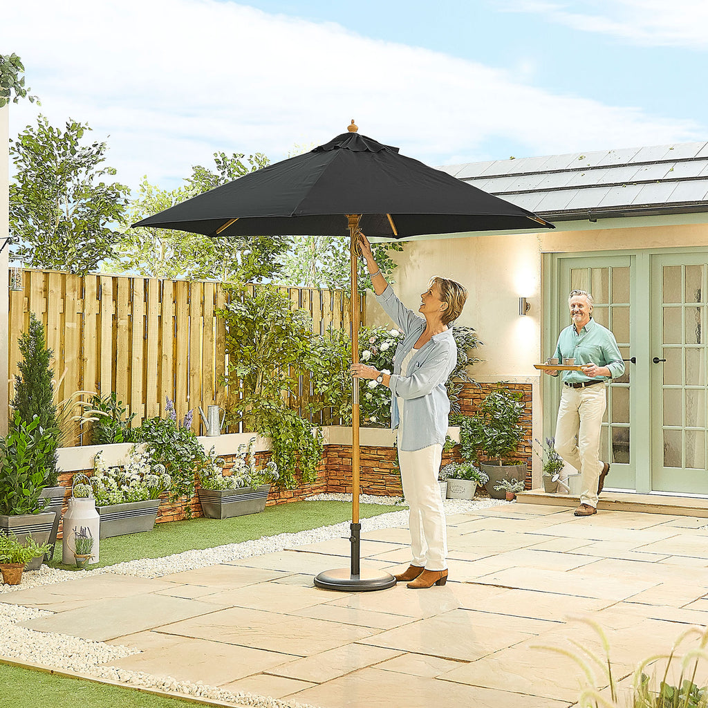 Nova Sylva Wooden Parasol, 2.5m Round, Black, N15275