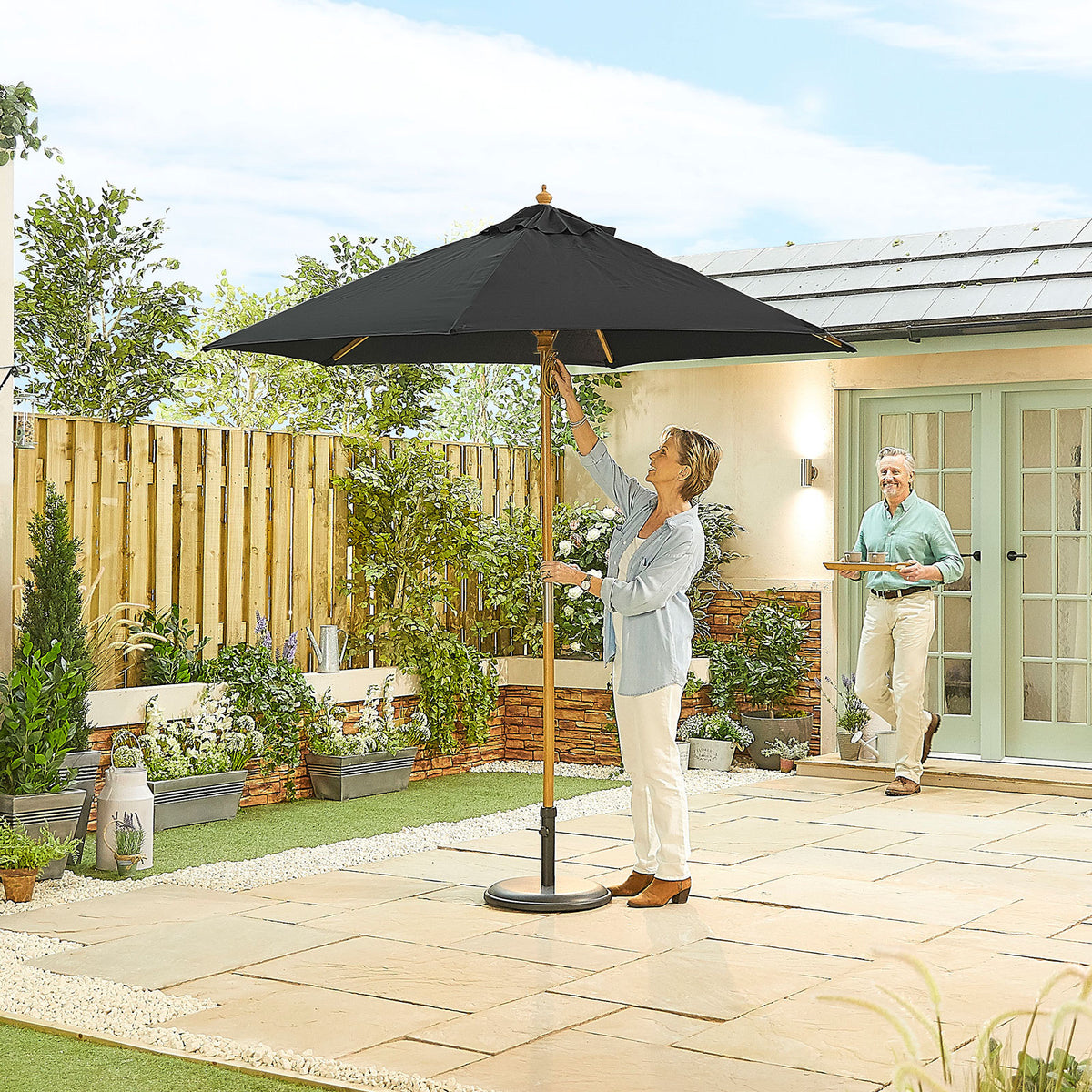 Nova Sylva Wooden Parasol, 2.5m Round, Black, N15275