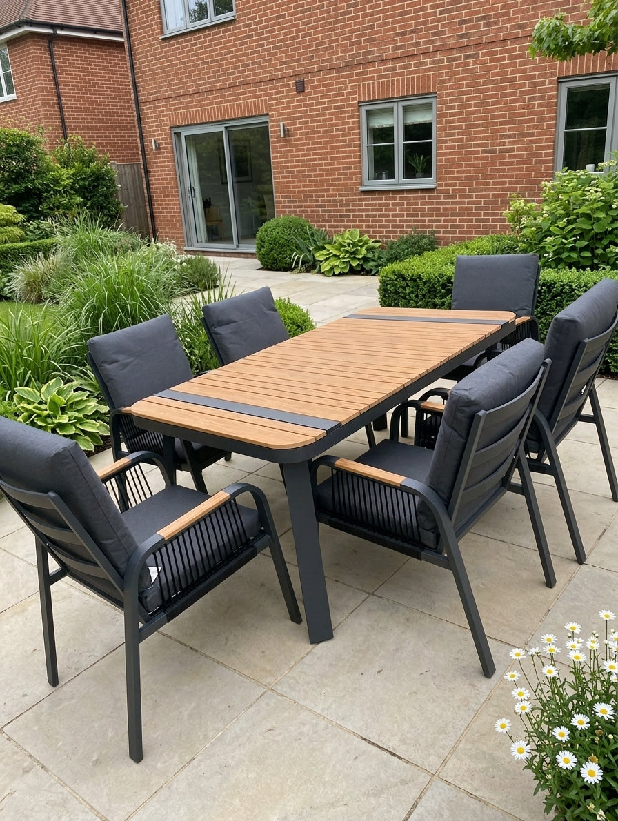 Nova Harvey 6 Seat Dining Set with 1.6 x 0.9m Rectangular Table, Grey, N27012