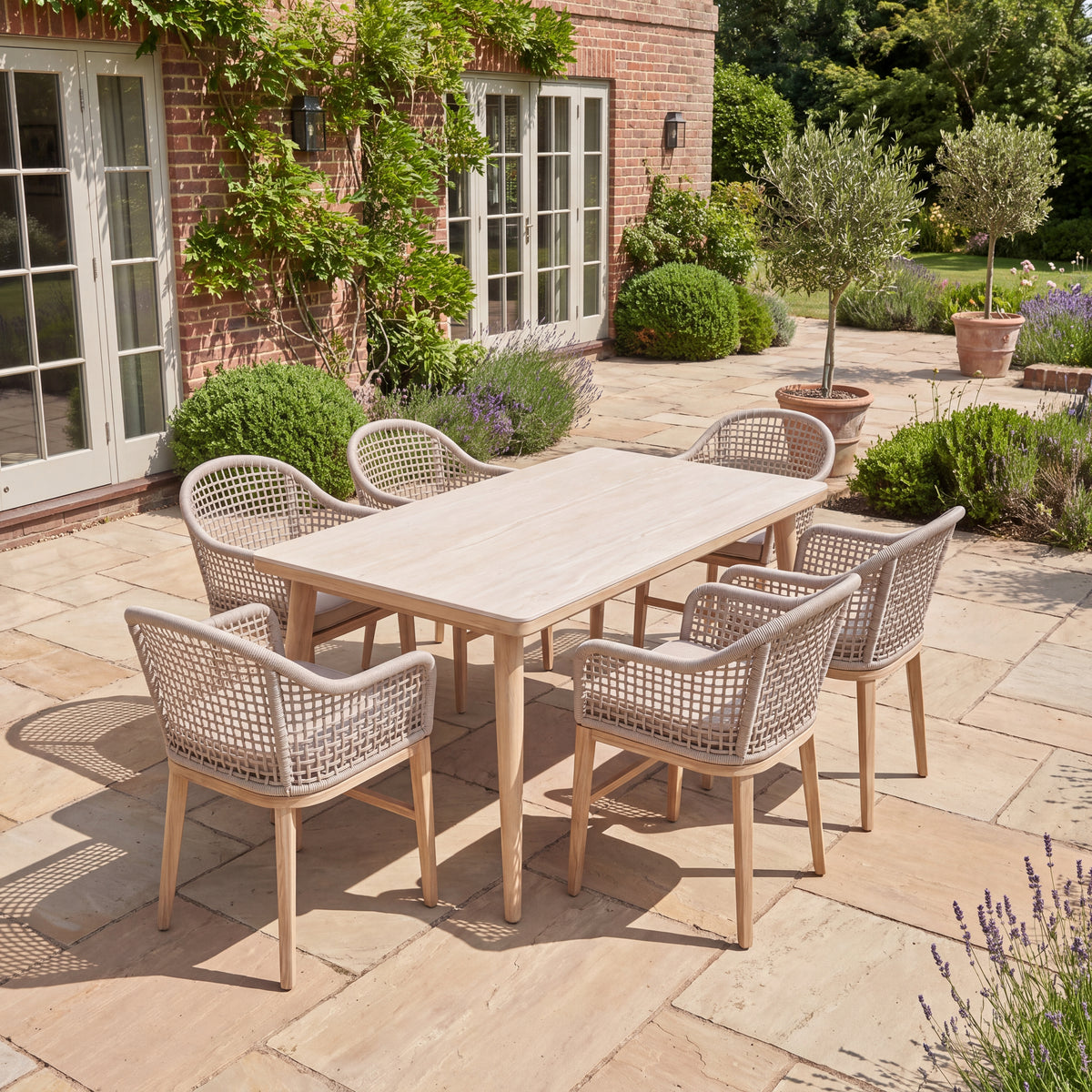 Nova Autumn 6 Seat High Dining Set with 1.6 x 0.9m Rectangular Table, Beige, N27129