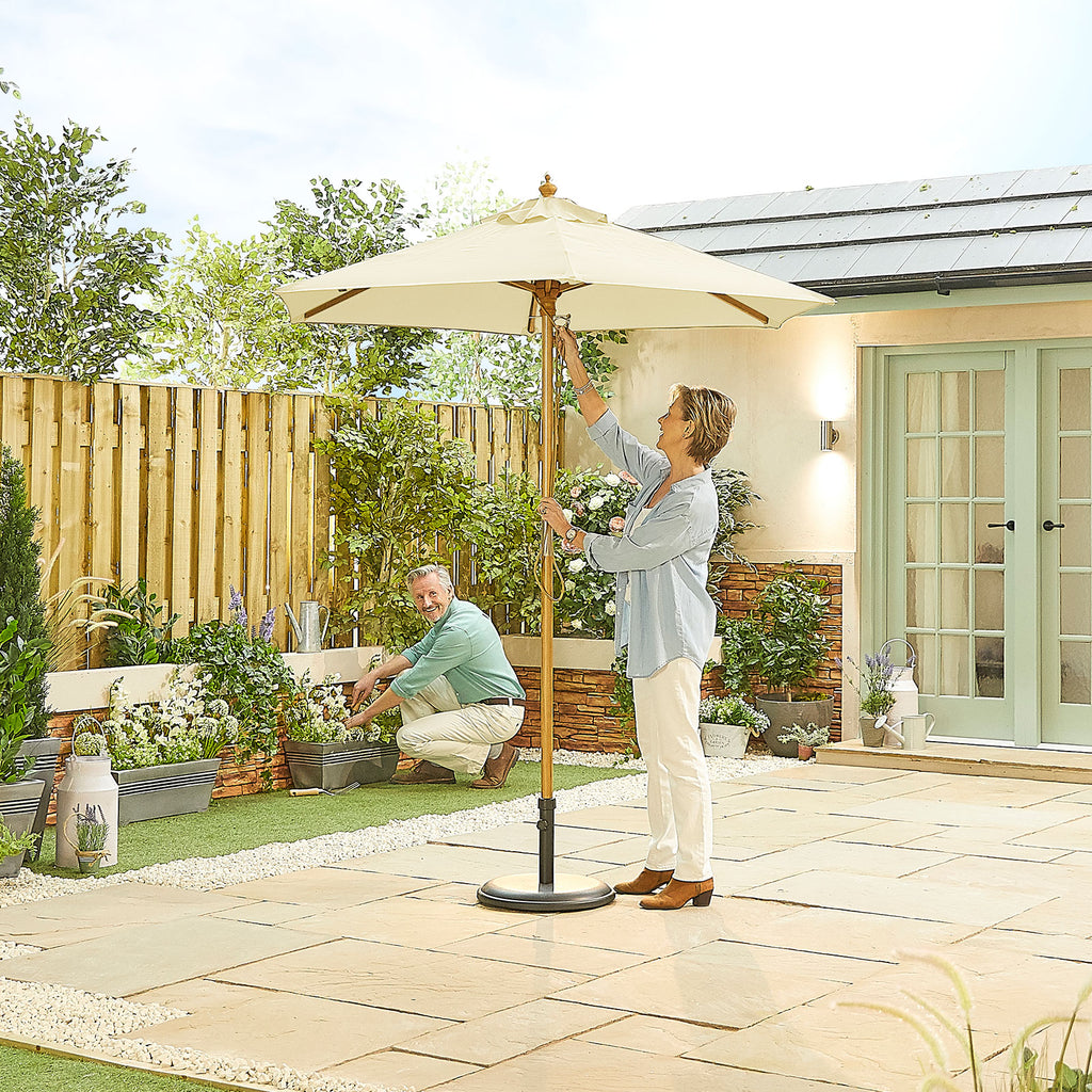 Nova Sylva Wooden Parasol, 2m Round, Natural, N15272