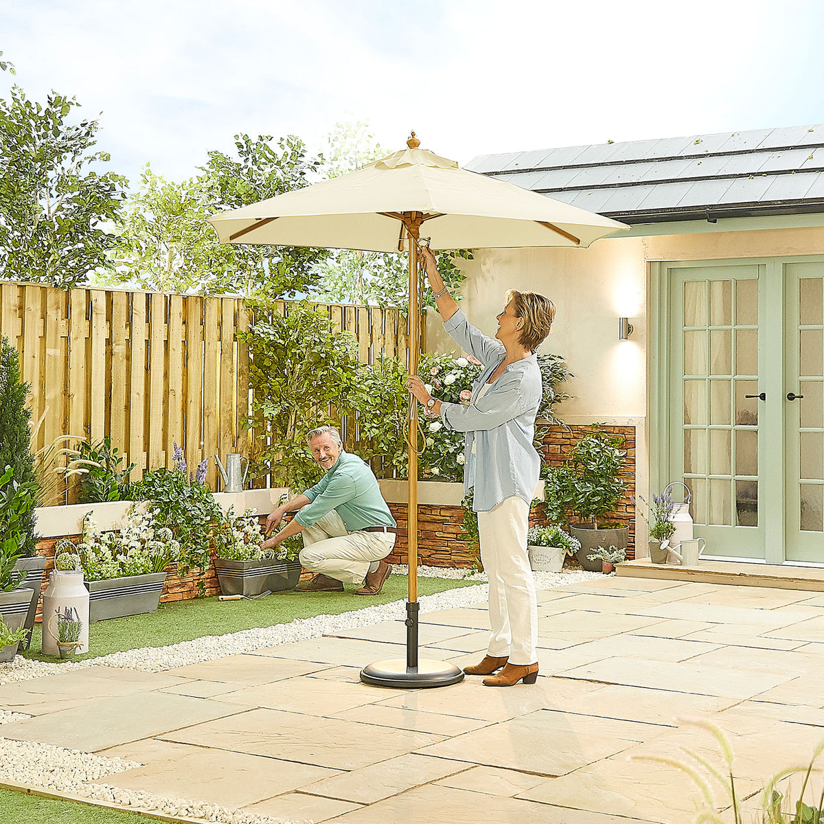 Nova Sylva Wooden Parasol, 2m Round, Natural, N15272
