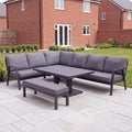 Nova Phoenix L-Shaped Corner Sofa Lounge Dining Set with Rectangular Extending Rising Table (Plus), Grey, N27054