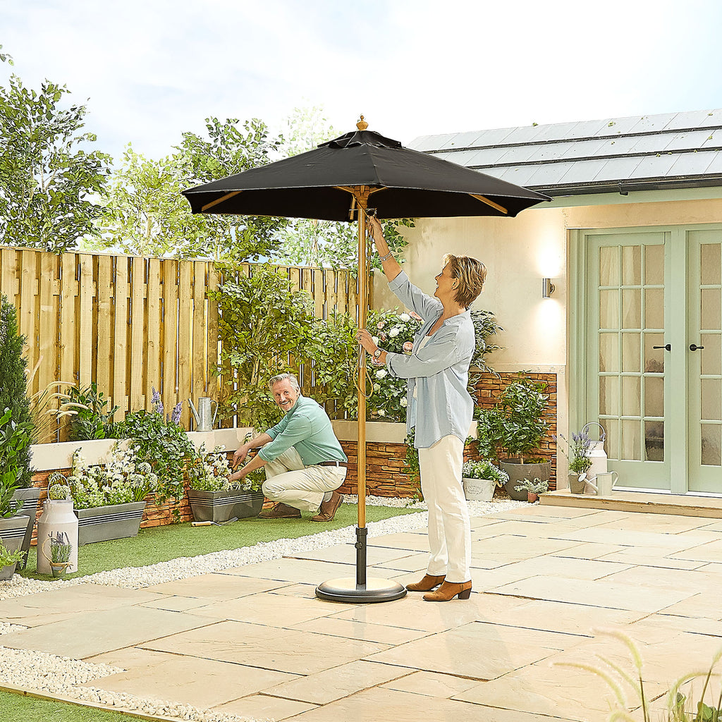 Nova Sylva Wooden Parasol, 2m Round, Black, N15270