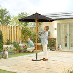 Nova Sylva Wooden Parasol, 2m Round, Black, N15270