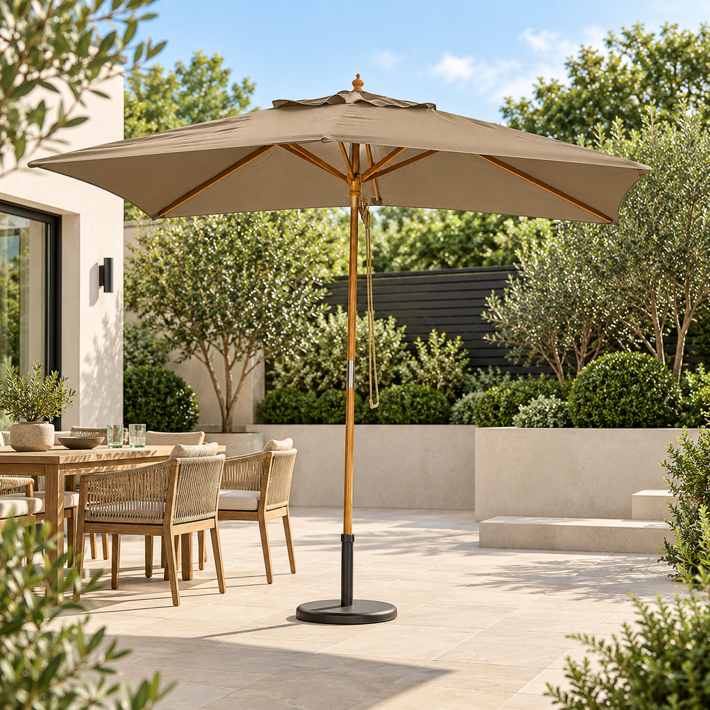 Nova Sylva Wooden Parasol, 3m x 2m Rectangular, Taupe, N15294