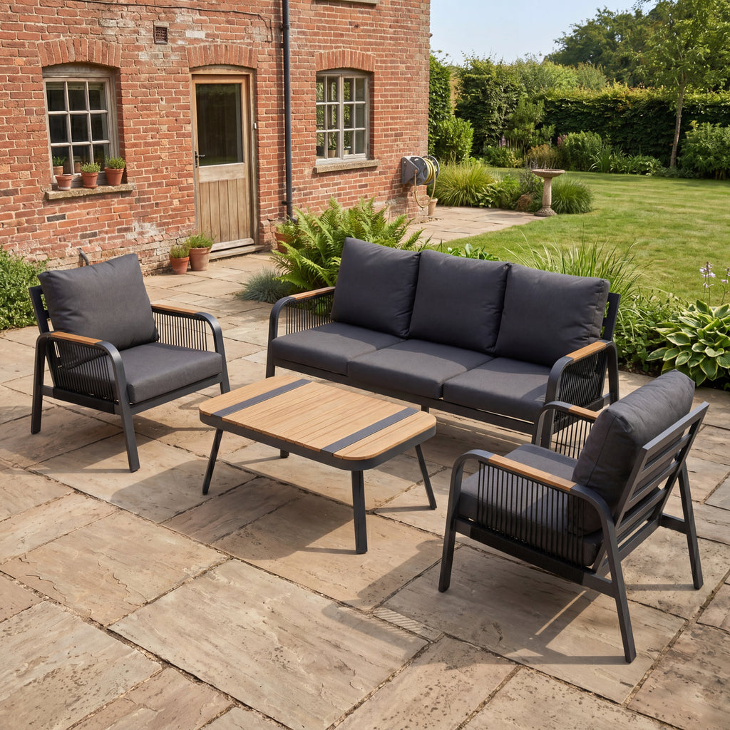 Nova Harvey 3 Seater Sofa Lounging Set with Rectangular Coffee Table, Grey, N27007